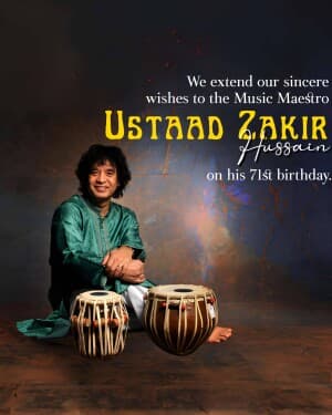Musician Zakir Hussain Birthday flyer