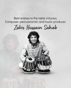 Musician Zakir Hussain Birthday banner