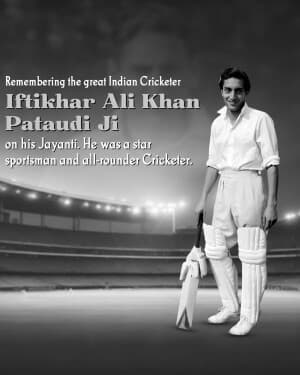 Iftikhar Ali Khan Pataudi Jayanti marketing flyer