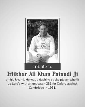 Iftikhar Ali Khan Pataudi Jayanti creative image