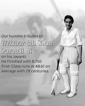 Iftikhar Ali Khan Pataudi Jayanti Facebook Poster