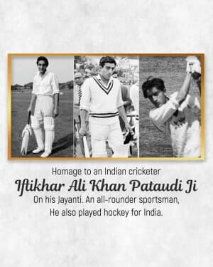 Iftikhar Ali Khan Pataudi Jayanti poster Maker