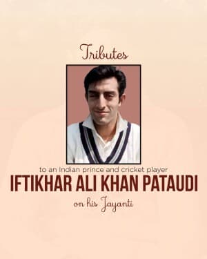 Iftikhar Ali Khan Pataudi Jayanti graphic