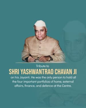 Yashwant Rao Chavan Jayanti poster