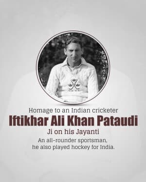 Iftikhar Ali Khan Pataudi Jayanti flyer