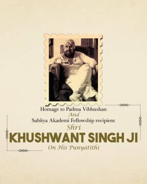 Khushwant Singh Punyatithi image