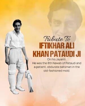 Iftikhar Ali Khan Pataudi Jayanti poster