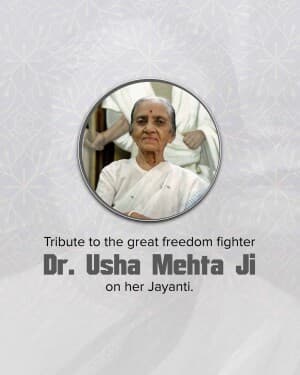 Usha Mehta Jayanti banner