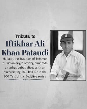 Iftikhar Ali Khan Pataudi Jayanti event poster