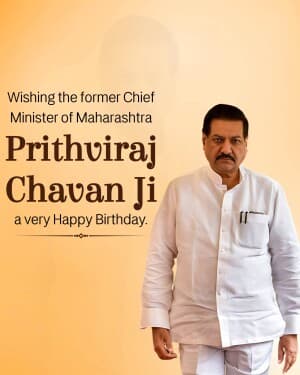 Prithviraj Chavan Birthday poster