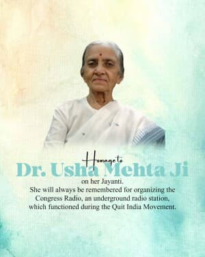 Usha Mehta Jayanti poster