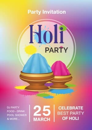 Holi Party Invitation facebook ad banner