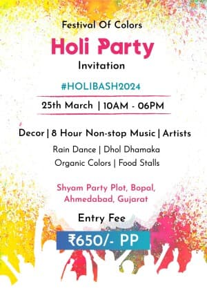 Holi Party Invitation Instagram Post template