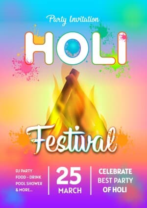 Holi Party Invitation Facebook Poster