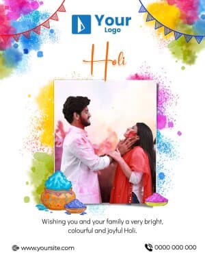 Holi Wishes Social Media poster