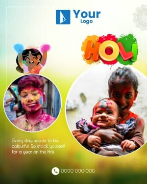 Holi Wishes advertisement template