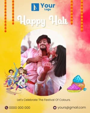 Holi Wishes Facebook Poster
