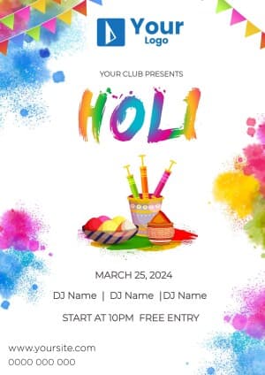Holi Party Invitation facebook template