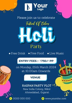 Holi Party Invitation image