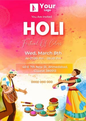 Holi Party Invitation banner