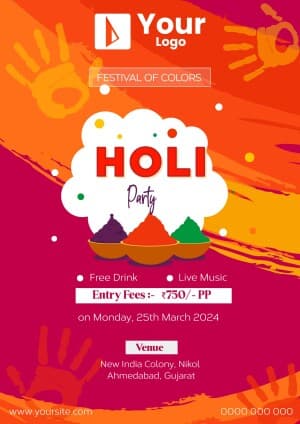 Holi Party Invitation poster