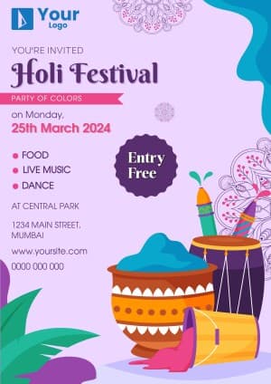 Holi Party Invitation Instagram banner