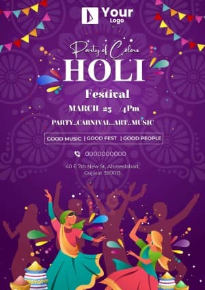 Holi Party Invitation custom template