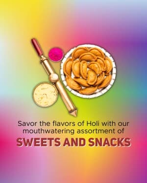 Holi Sweets & Snacks event poster