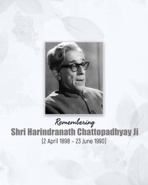 Harindranath Chattopadhyay Jayanti flyer