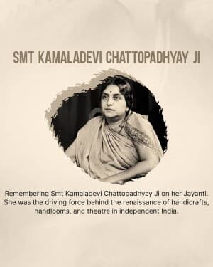 Kamaladevi Chattopadhyay Jayanti image