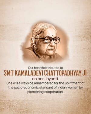 Kamaladevi Chattopadhyay Jayanti flyer