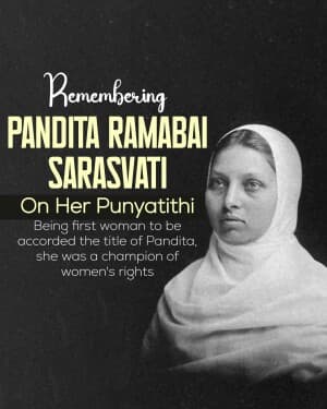 Pandita Ramabai Punyatithi flyer