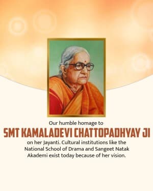 Kamaladevi Chattopadhyay Jayanti banner