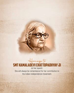 Kamaladevi Chattopadhyay Jayanti poster