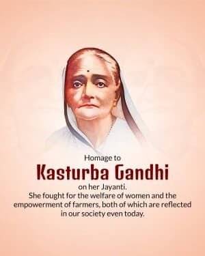 Kasturba Gandhi Jayanti flyer