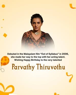 Parvathy Thiruvothu Birthday post