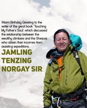 Jamling Tenzing Norgay birthday event poster