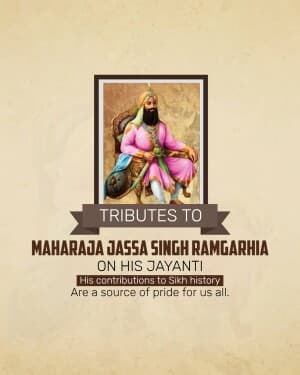 Maharaja Jassa Singh Ramgarhia Birth Anniversary banner