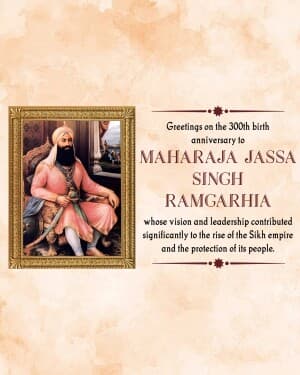 Maharaja Jassa Singh Ramgarhia Birth Anniversary image
