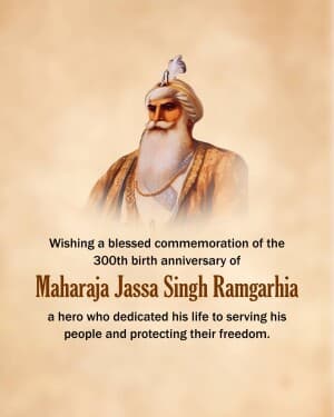 Maharaja Jassa Singh Ramgarhia Birth Anniversary flyer
