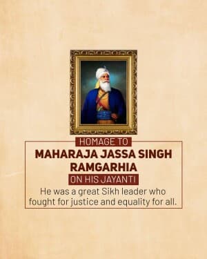 Maharaja Jassa Singh Ramgarhia Birth Anniversary poster
