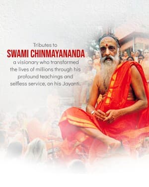 Swami Chinmayananda Saraswati Jayanti event poster