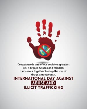 International Day Against Drug Abuse and Illicit Trafficking event poster