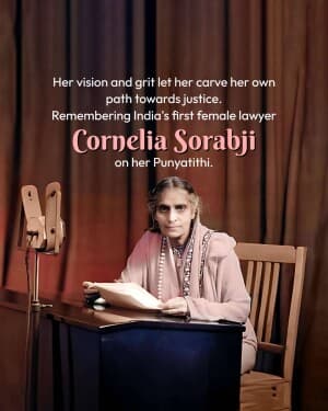 Cornelia Sorabji Punyatithi graphic