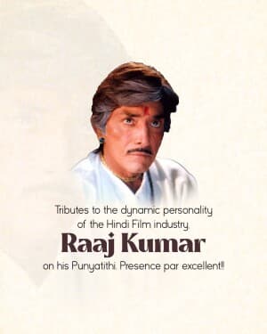 Raaj Kumar Punyatithi flyer