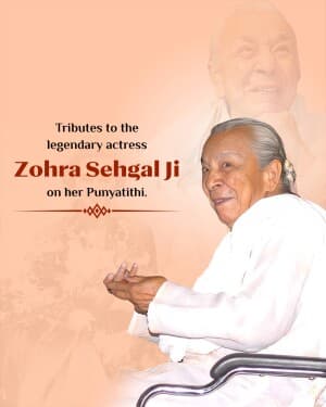 Zohra Sehgal Punyatithi graphic