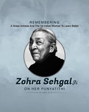 Zohra Sehgal Punyatithi event poster