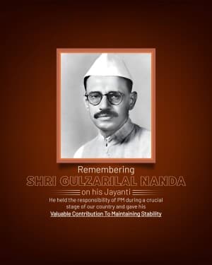 Gulzarilal Nanda Jayanti graphic