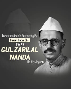 Gulzarilal Nanda Jayanti illustration