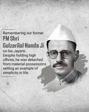 Gulzarilal Nanda Jayanti flyer